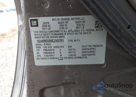 2012 Buick Enclave Leather from USA, damaged, VIN 5GAKRCED8CJ303751